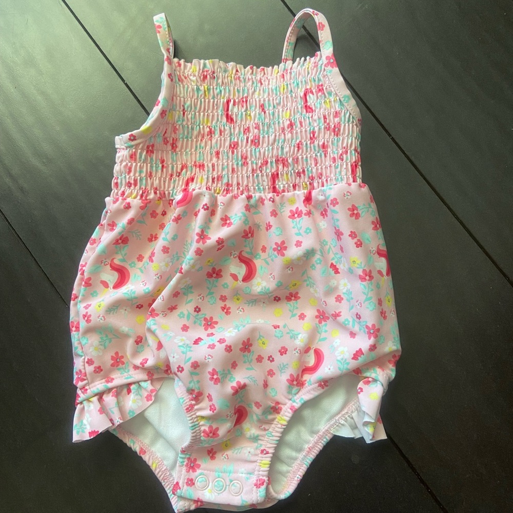 Carter’s pink baby girl unicorn swimsuit 9M NWOT